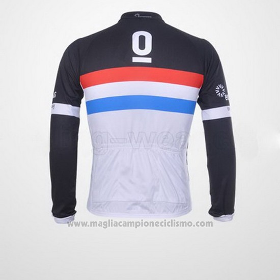 2011 Abbigliamento Ciclismo Trek Leqpard Campione Francia Nero e Bianco Manica Lunga e Salopette